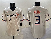 Men's Houston Astros #3 Jeremy Pena Cream 2025 City Connect With Texas Patch Limited Stitched Jersey,baseball caps,new era cap wholesale,wholesale hats